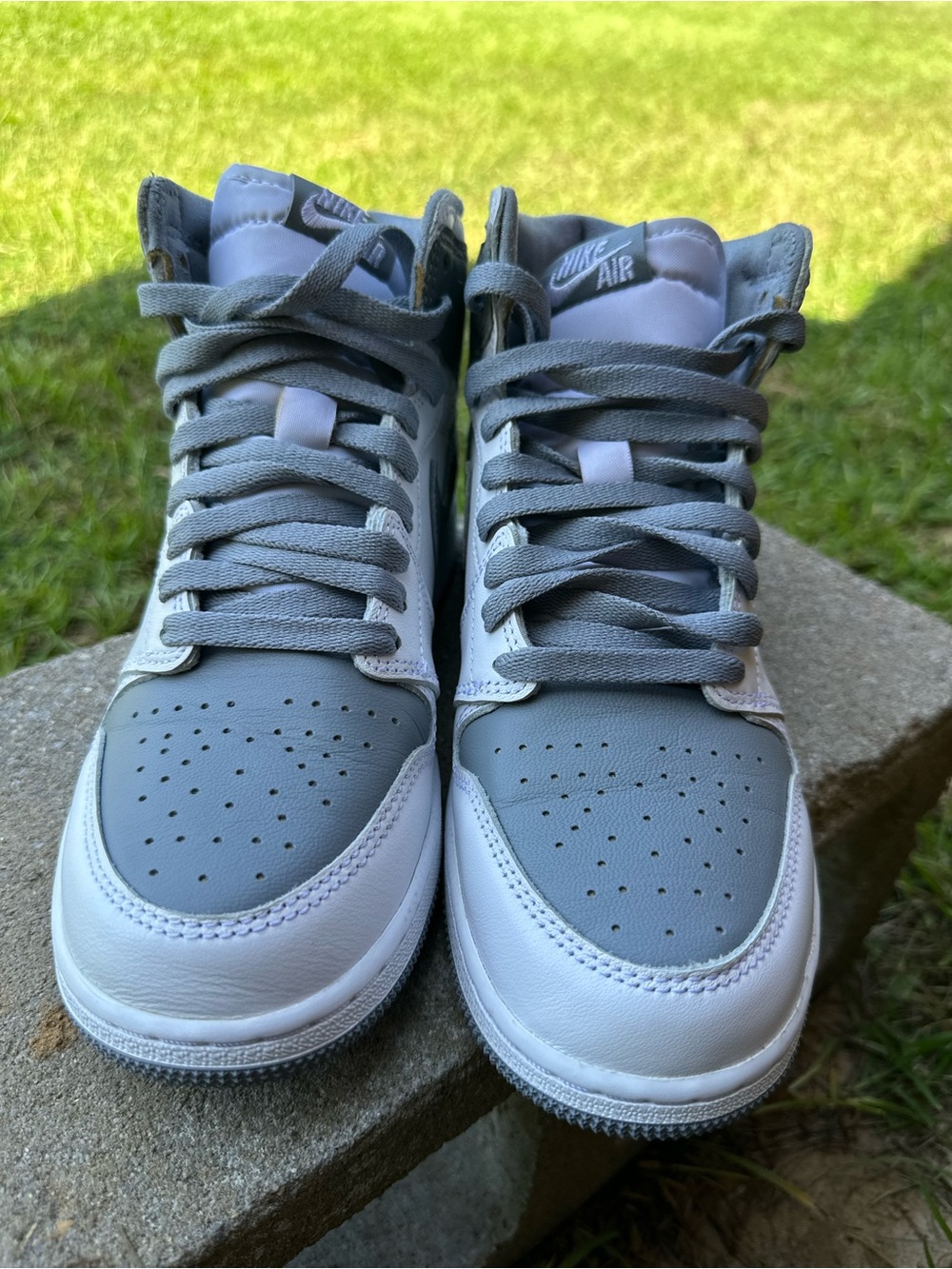 Nike Kids Grey and White High-Top Sneakers